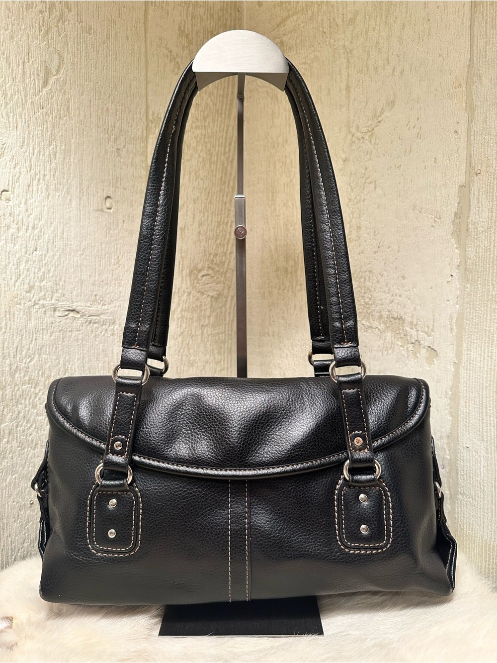 Relic Black Pebbled Leather Shoulder Bag